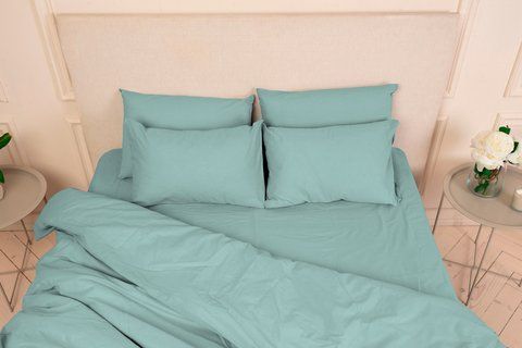 Простирадло на резинці САТИН - TM SLEEP CARE : 120x200 Зелений 112649 фото